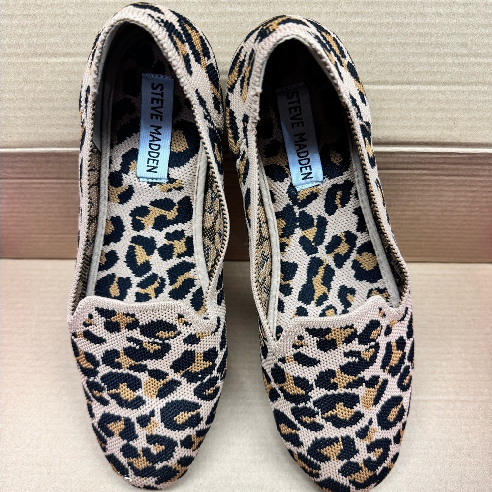 Steve Madden Leopard-Print Slip On Flats in Tan and Black